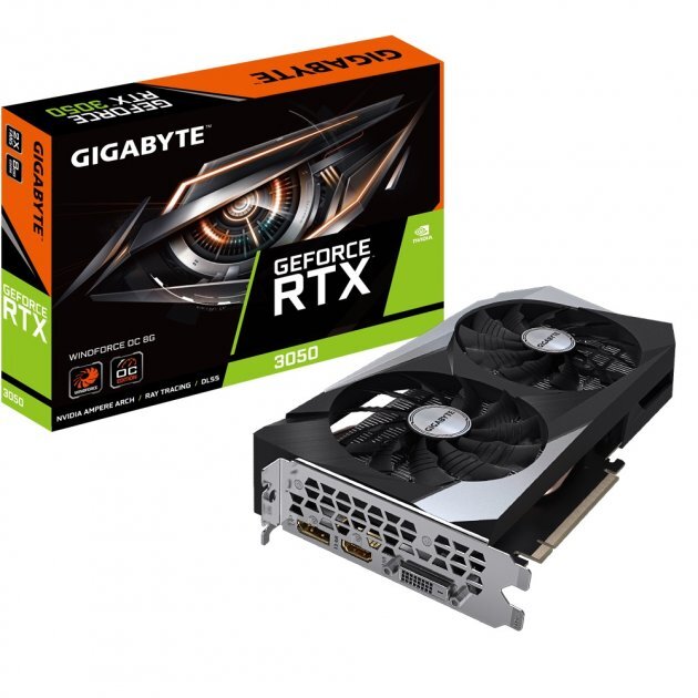 GIGABYTE GeForce RTX 3050 8GB GDDR6 WindForce OC 128bit / GV-N3050WF2OC-8GD
