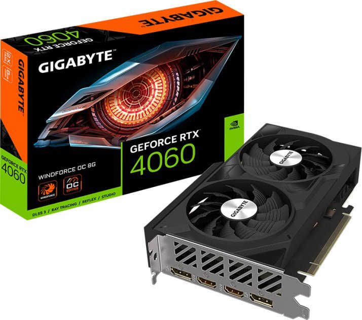 GIGABYTE GeForce RTX 4060 8GB GDDR6X WindForce OC 128Bit / GV-N4060WF2OC-8GD