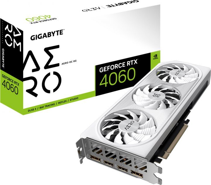 Gigabyte GeForce RTX 4060 8GB GDDR6X Aero OC 128Bit / GV-N4060AERO OC-8GD