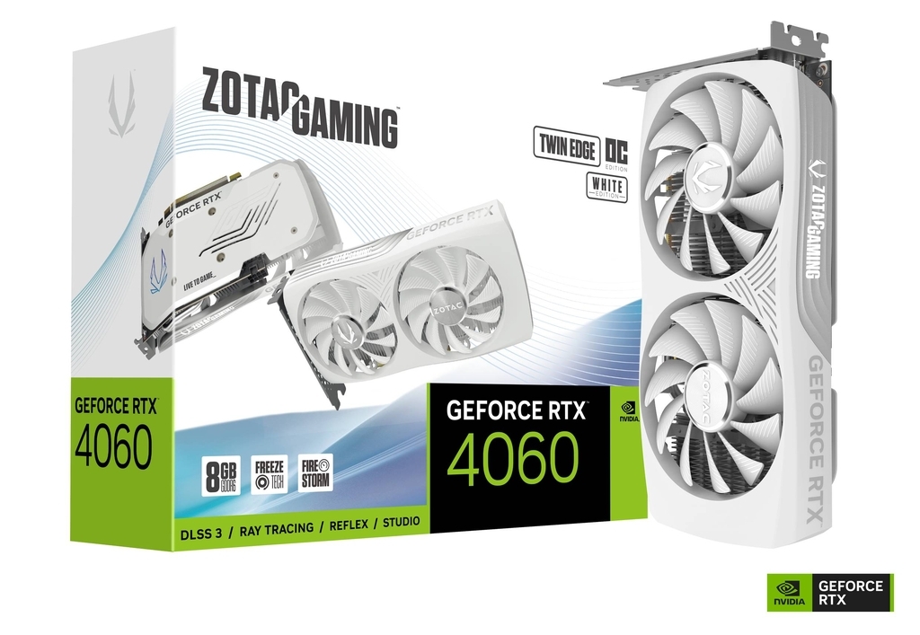 ZOTAC GeForce RTX 4060 Twin Edge OC White Edition 8GB GDDR6 128bit / ZT-D40600Q-10M