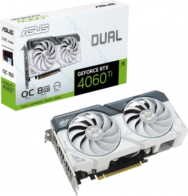 ASUS GeForce RTX 4060 Ti 8GB GDDR6X Dual 128bit / DUAL-RTX4060TI-O8G-WHITE