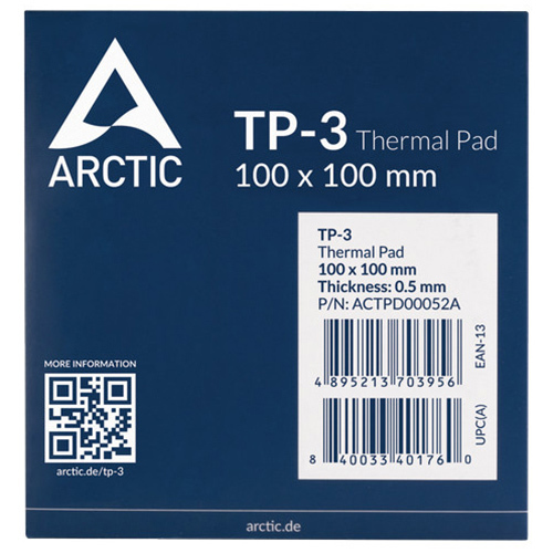 Arctic ACTPD00052A / Thermal Pad TP-3 Blue 100x100x0.5mm