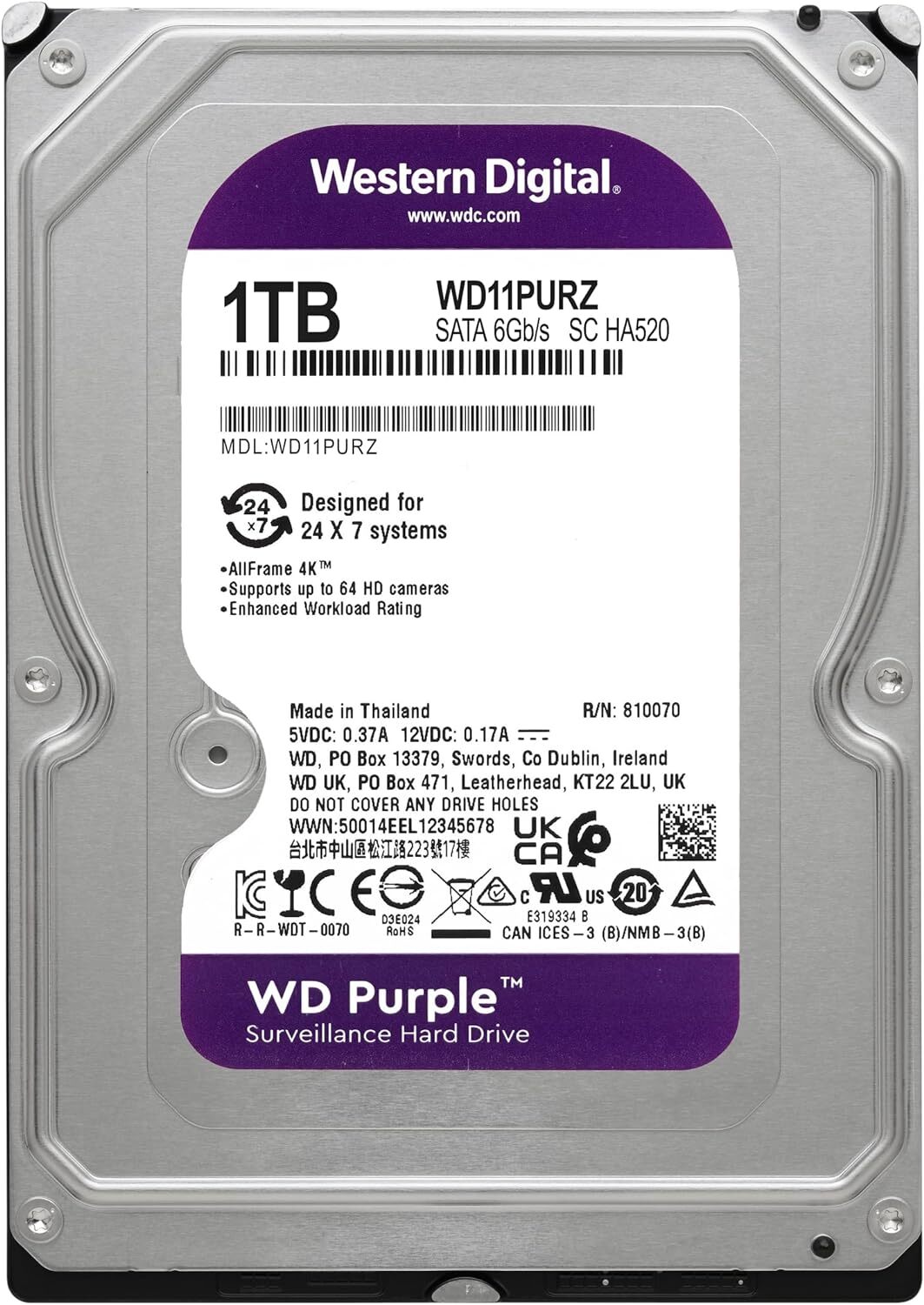 WesternDigital Caviar Purple WD11PURZ / 1.0TB HDD 3.5