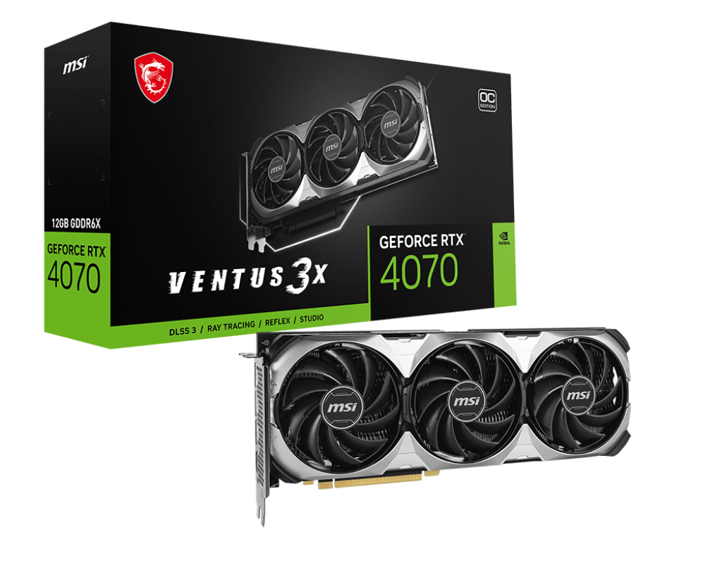 MSI GeForce RTX 4070 VENTUS 3X E 12G OC / 12GB GDDR6X 192Bit