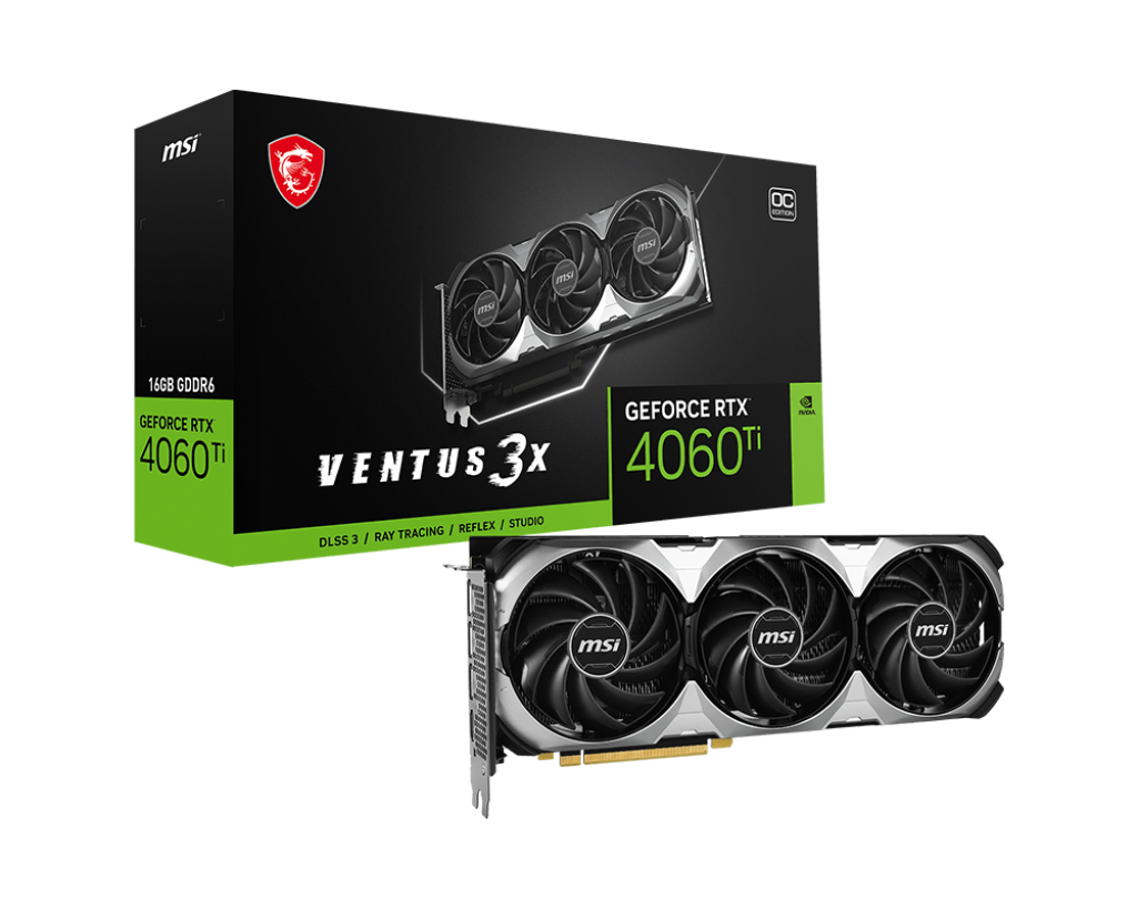 MSI GeForce RTX 4060 Ti VENTUS 3X 16G OC / 16GB GDDR6 128Bit