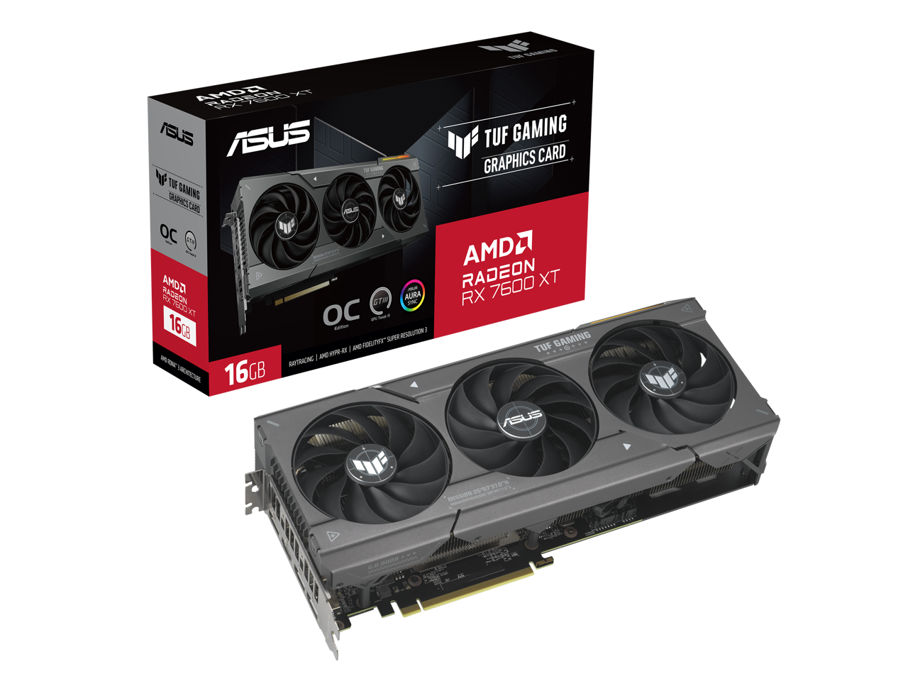 ASUS Radeon RX 7600 XT 16GB GDDR6 TUF Gaming 128Bit / TUF-RX7600XT-O16G-GAMING