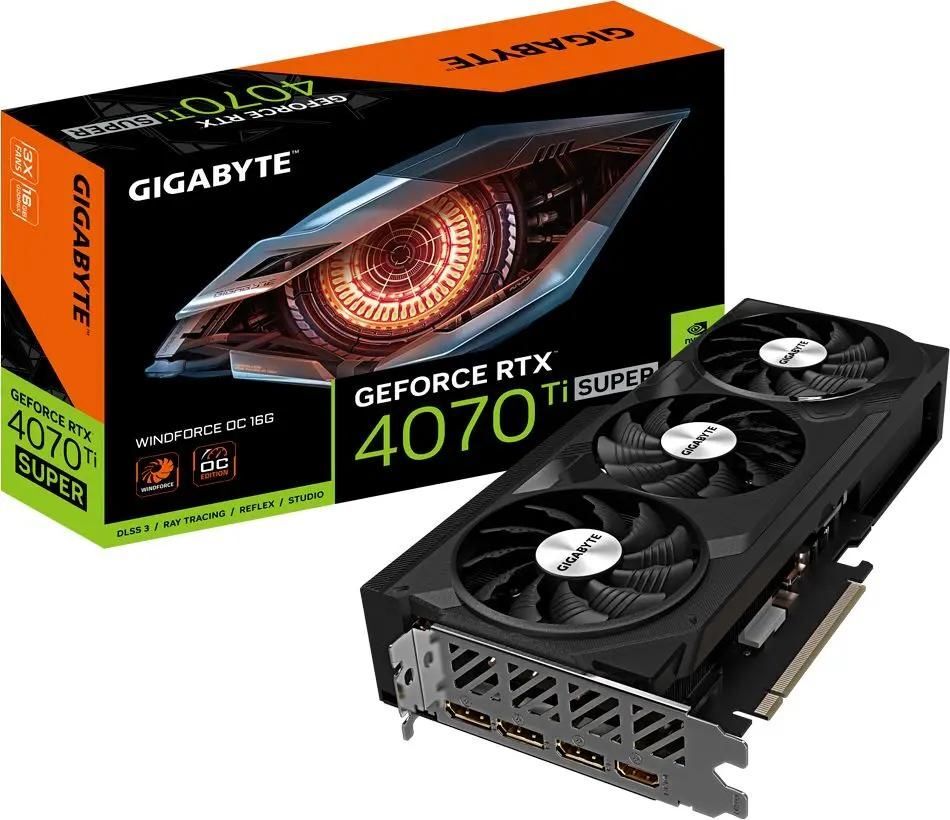 GIGABYTE GeForce RTX 4070 Ti Super 16GB GDDR6X WindForce OC 256Bit / GV-N407TSWF3OC-16GD