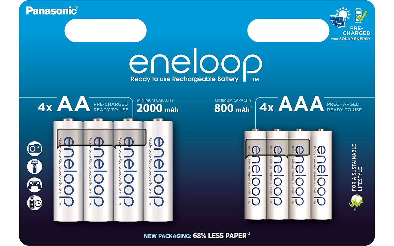 Eneloop 4x AA 2000mAh + 4x AAA 800mAh / BK-3MCDE+4MCDE/8CP