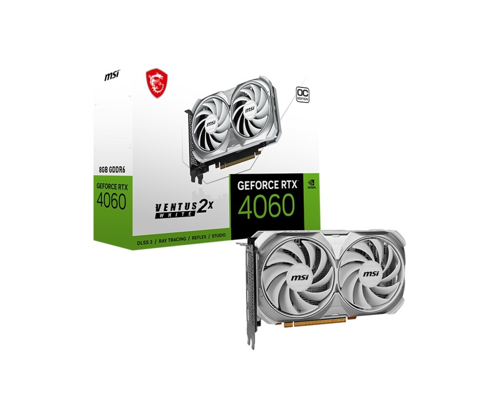 MSI GeForce RTX 4060 VENTUS 2X WHITE 8G OC / 8GB GDDR6 128Bit