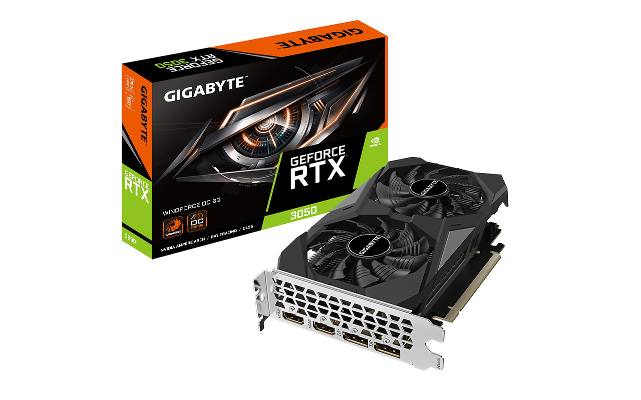 GIGABYTE GeForce RTX 3050 WINDFORCE OC 6G / 6GB GDDR6 96bit / GV-N3050WF2OC-6GD