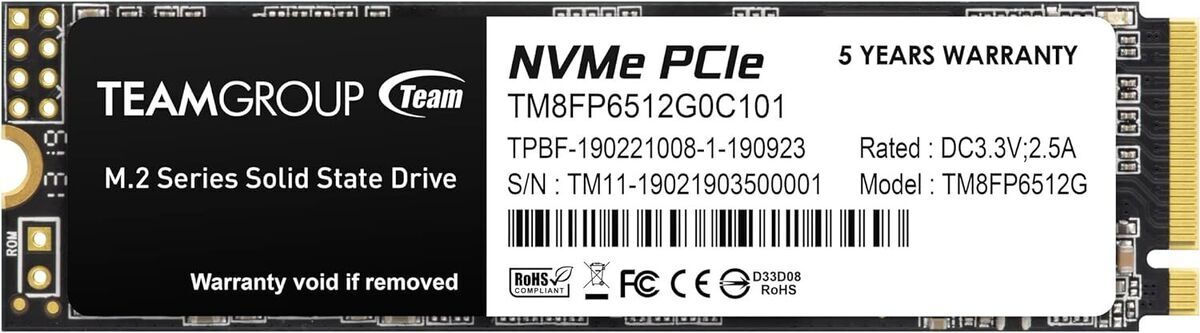 TeamGroup MP33 TM8FP6512G0C101 / 512GB NVMe M.2