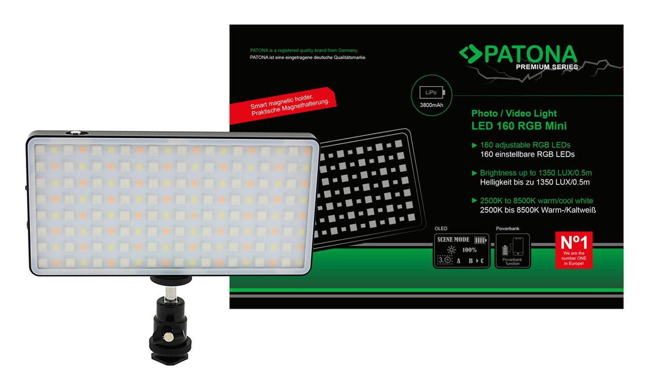 Patona Premium LED Photo/Video Light RGB 160