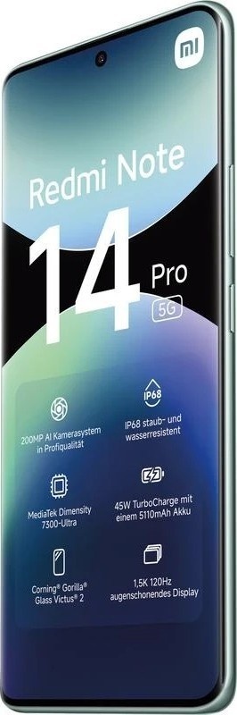 Xiaomi Redmi Note 14 Pro 5G / 6.67 AMOLED 120Hz / Dimensity 7300 Ultra / 12GB / 512GB / 5110mAh Green