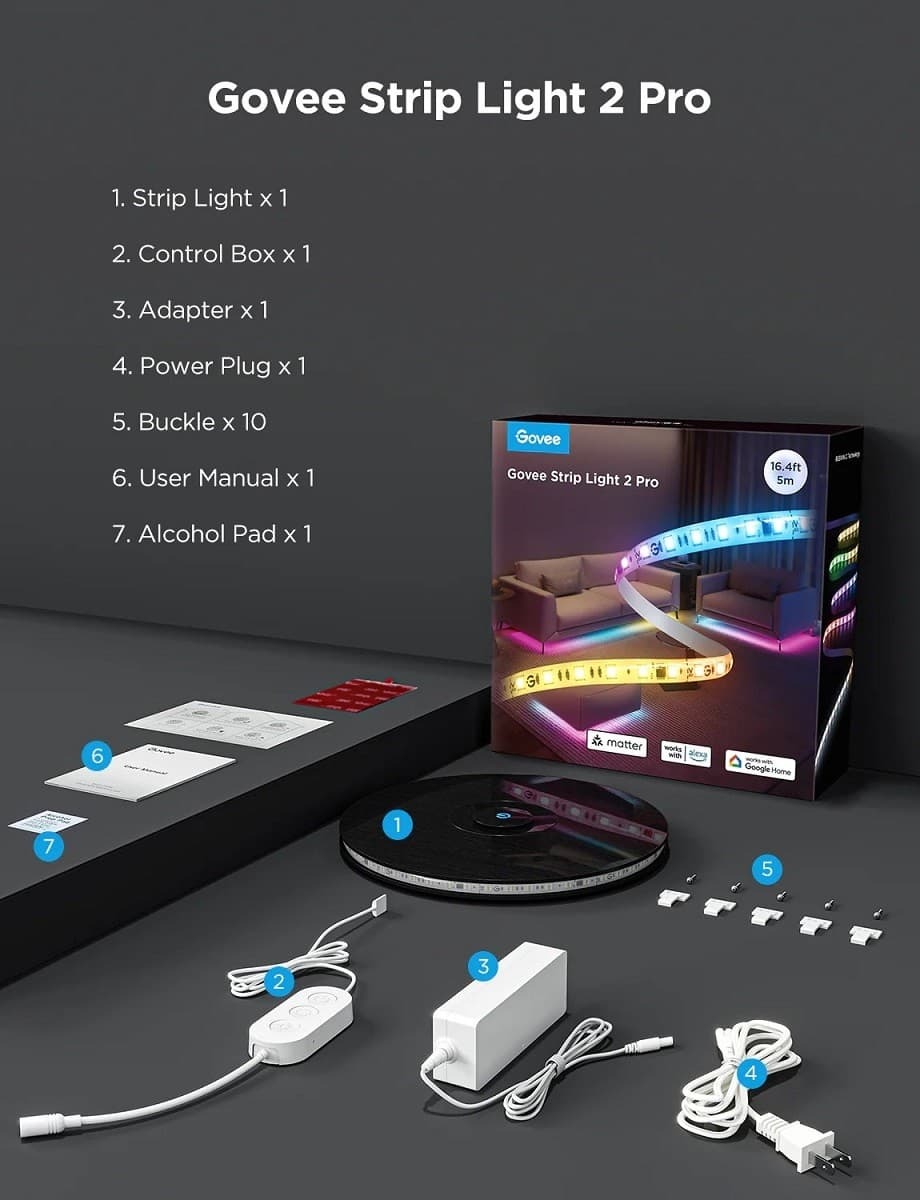 GOVEE RGBICWW LED Strip Light 2 Pro 5m / H61F53D1