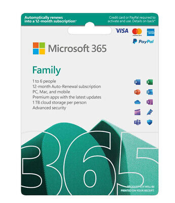 Microsoft 365 Office Family Subscr 1year English