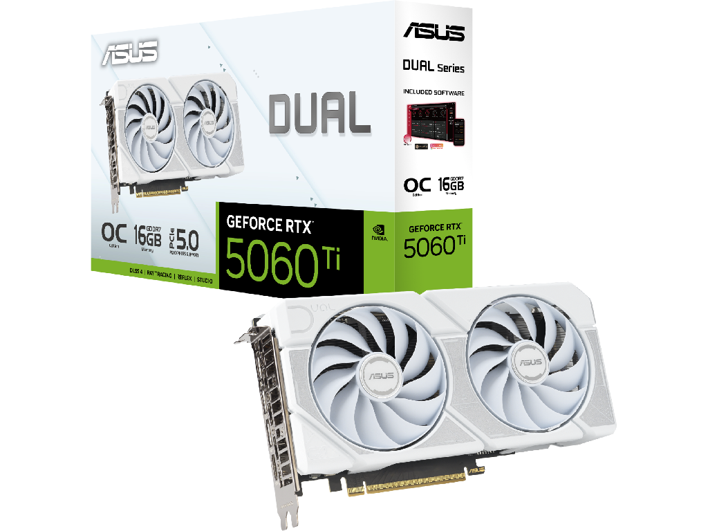 ASUS GeForce RTX 5060 Ti 16GB GDDR7 Dual WHITE OC 128bit / DUAL-RTX5060TI-O16G-WHITE