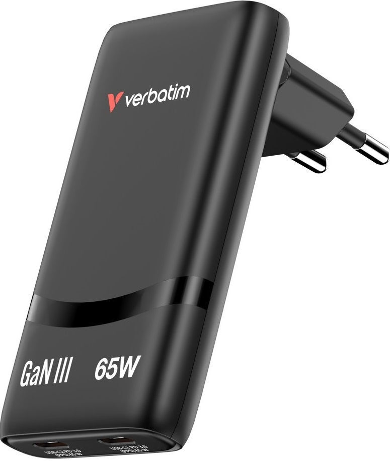 Verbatim Fold 'n' Go GaN Charger 65W Black