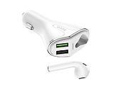 Hoco E47 Car Charger With Wireless Headset / White