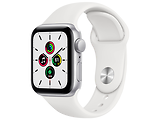Apple Watch SE 44mm Aluminum Case with Pure Platinum Black Nike Sport Band White